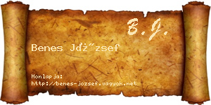 Benes József névjegykártya